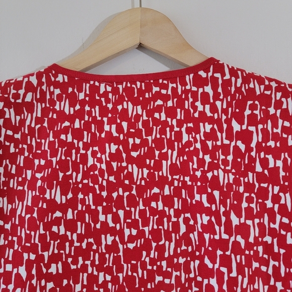 DRAPER'S & DAMON'S Red White Full Zip Jacket Sz XL Pocket Embellished Minimalist - Picture 8 of 12